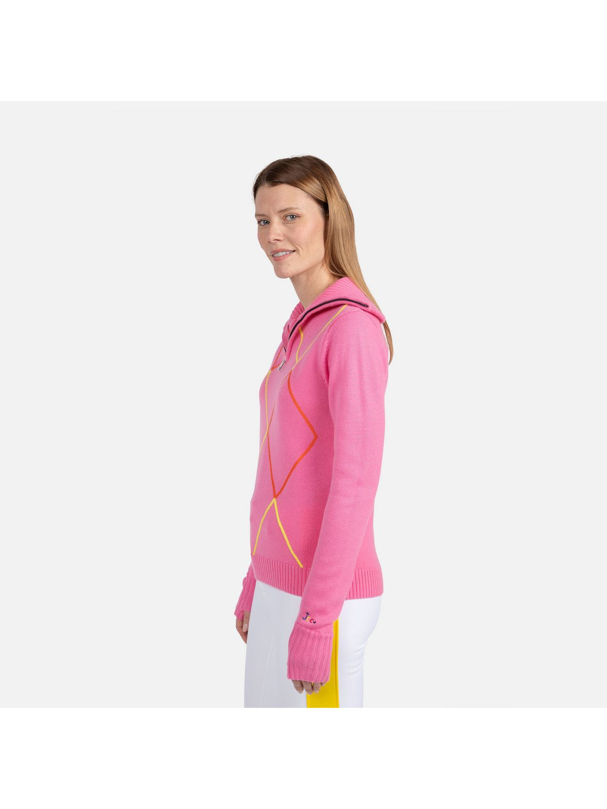 Sweter damski ROSSIGNOL W Jcc 1/2 Zip różowy