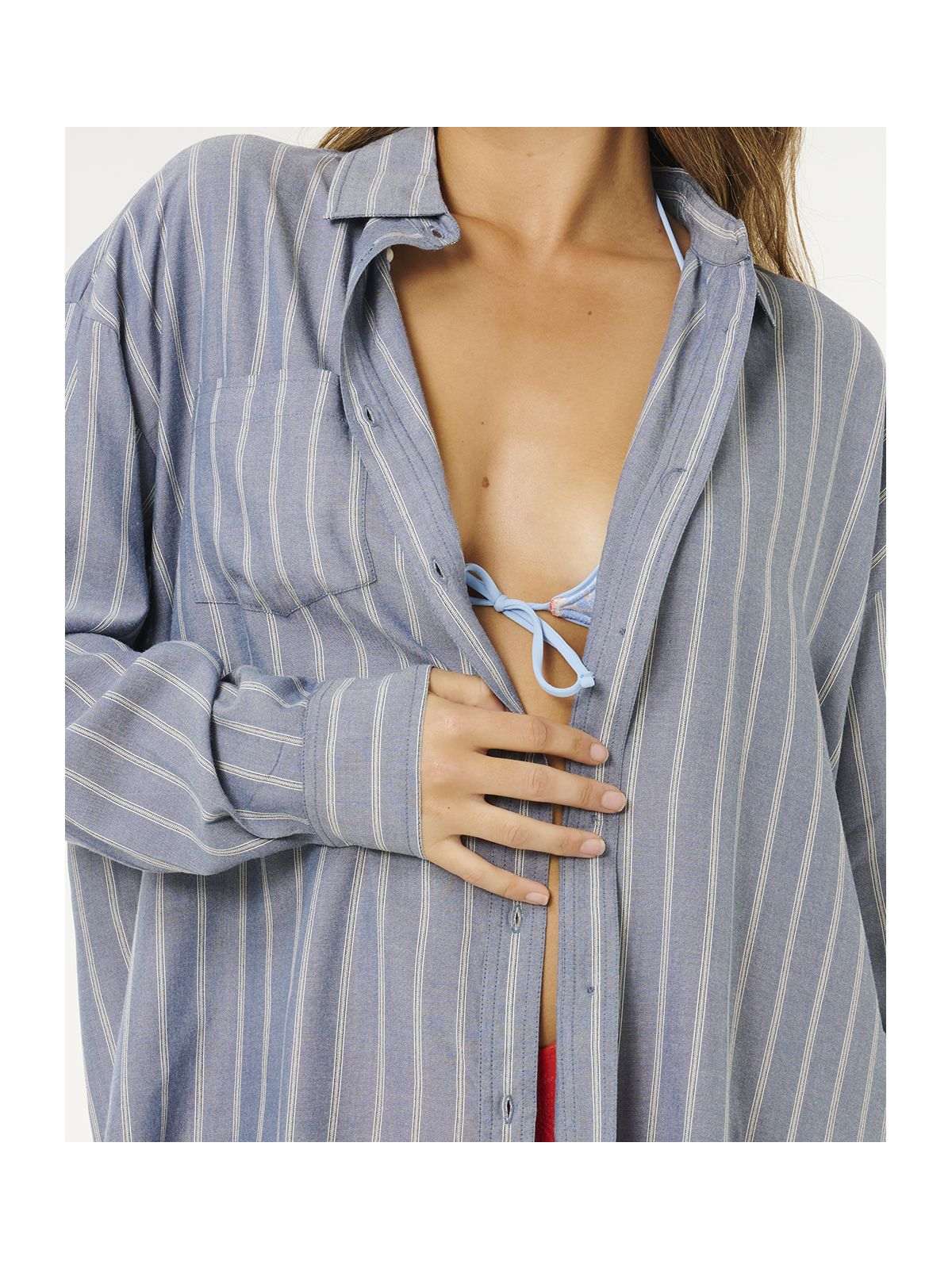 Koszula damska RIP CURL Beach Days Pinstripe Shirt niebieska