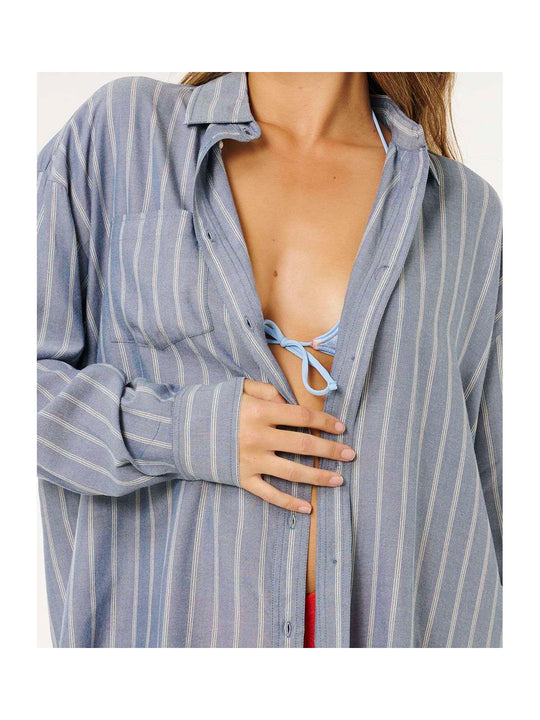 Koszula damska RIP CURL Beach Days Pinstripe Shirt niebieska

