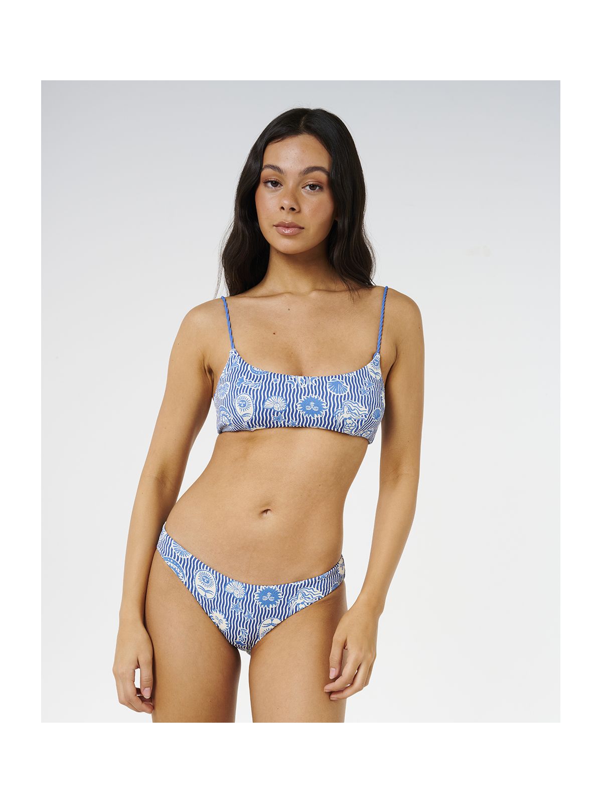 Dół od bikini damski RIP CURL Catalina Waves Tie Side Cheeky niebieskie