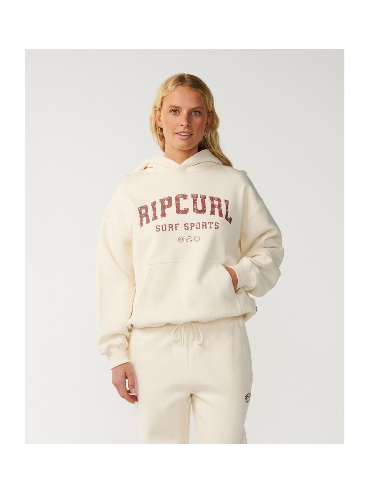 Bluza damska RIP CURL Varsity Sports O/S Hood biała