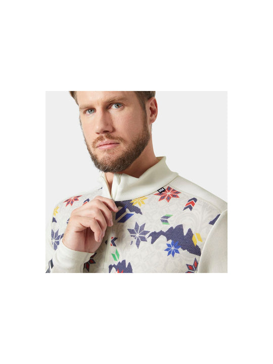 Koszulka męska HELLY HANSEN Lifa Merino Midweight 1/2 Zip kolor biały
