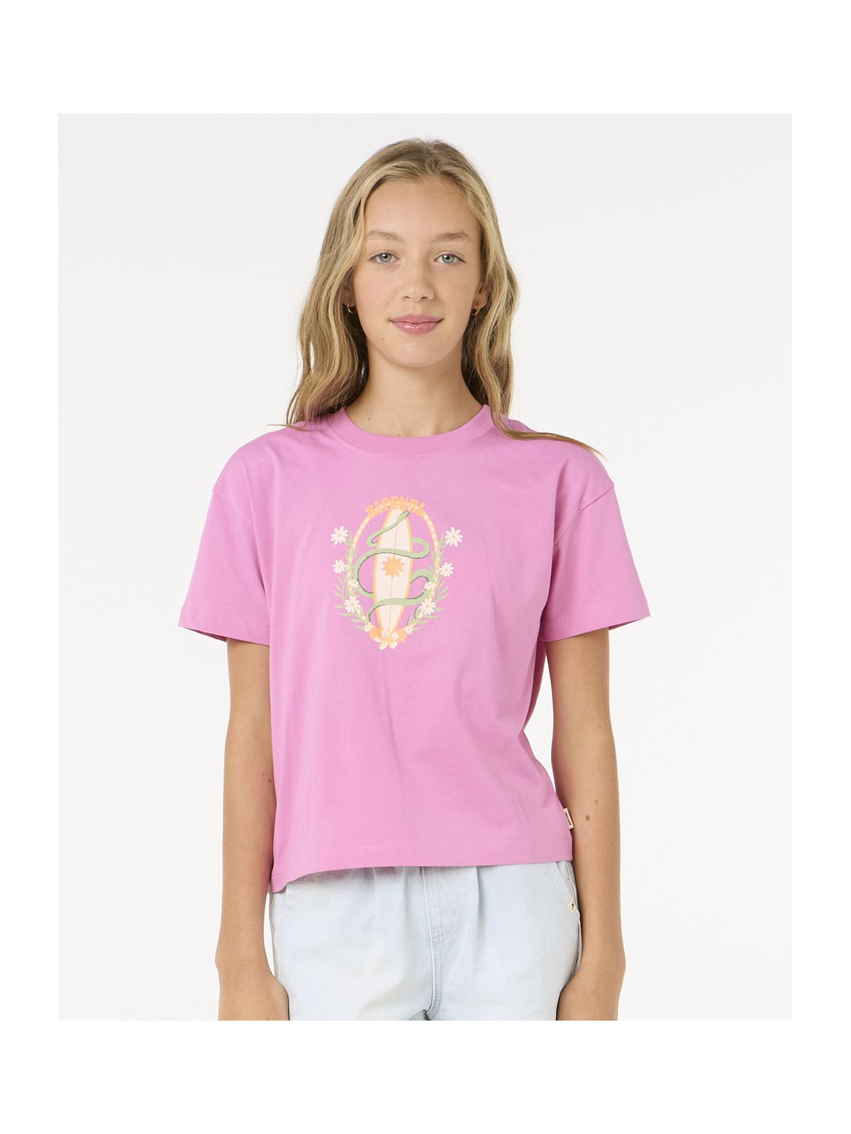Koszulka RIP CURL Island Surf Crop-Girl różowy