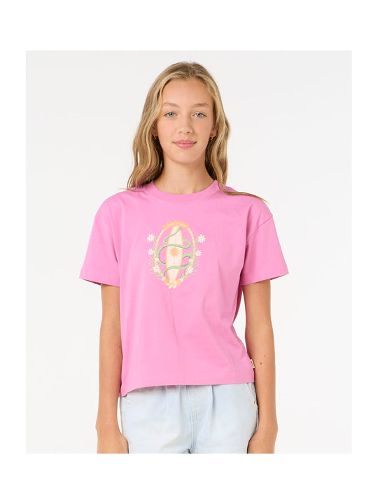 Koszulka RIP CURL Island Surf Crop-Girl różowy

