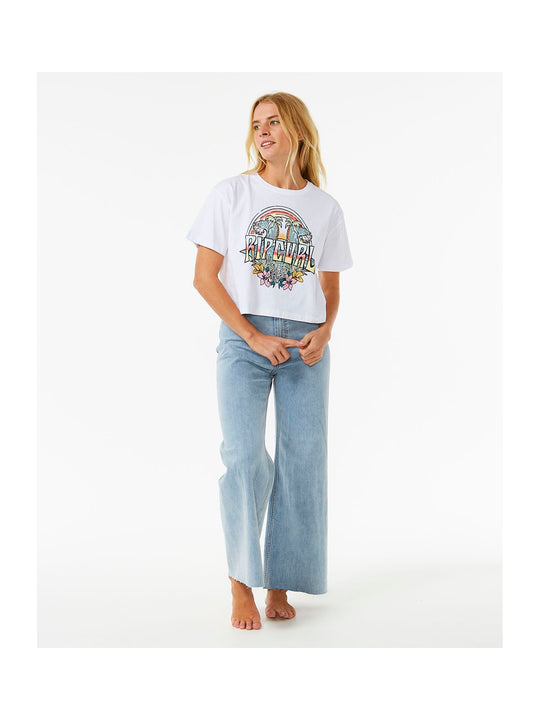 Koszulka RIP CURL Block Party Crop Tee biały - Adventure Sports
