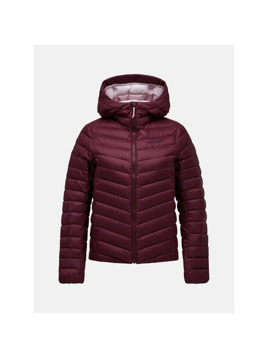 Kurtka puchowa damska PEAK PERFORMANCE Frost Down Hood Jacket bordowa
