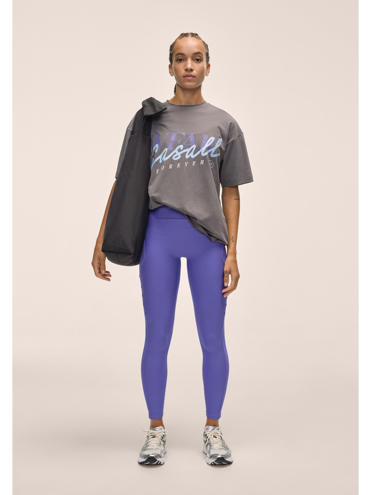 Koszulka treningowa damska CASALL Oversized Cotton Blend Tee kolor szary