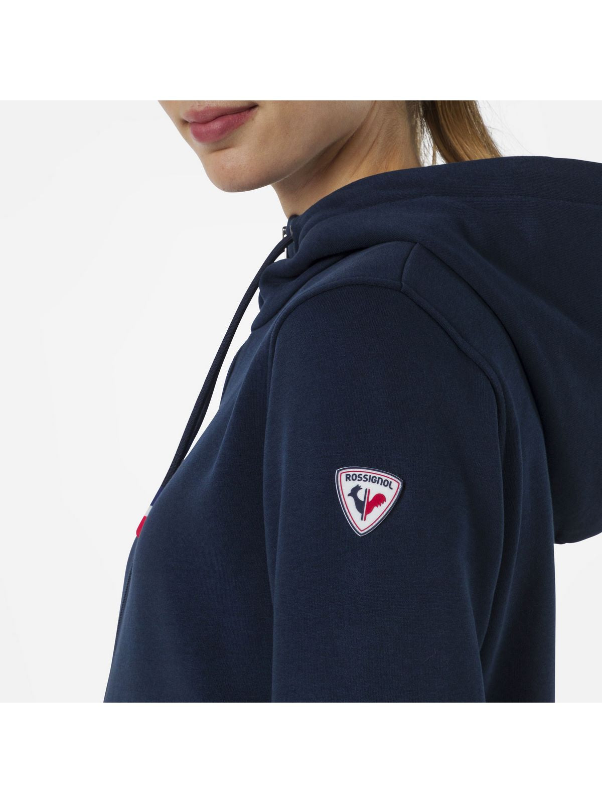Bluza sportowa damska Rossignol W LOGO SWEAT FZ HOOD FL granatowa - Adventure Sports
