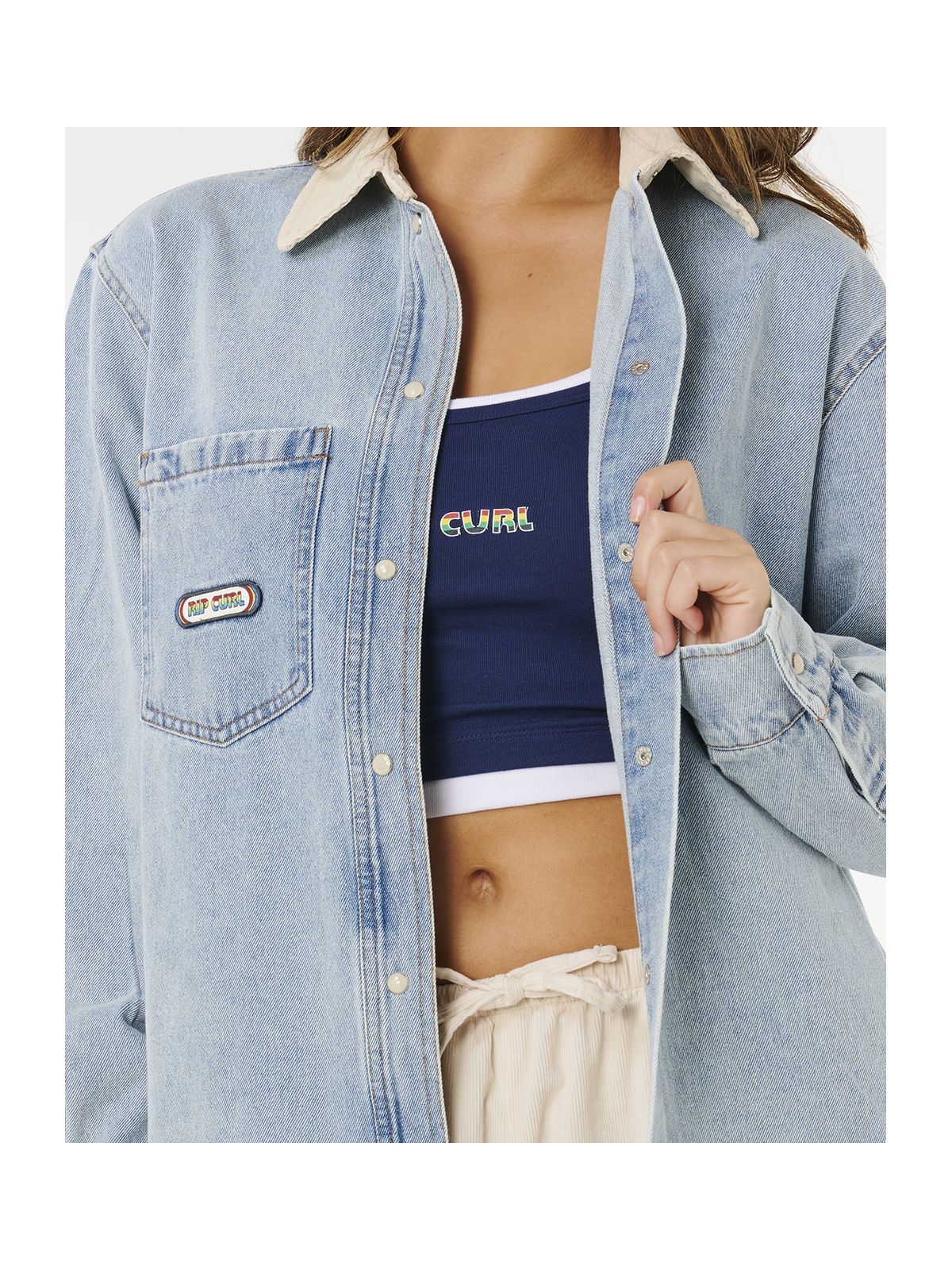 Koszula damska RIP CURL Surf Side Relaxed Denim Shirt niebieska
