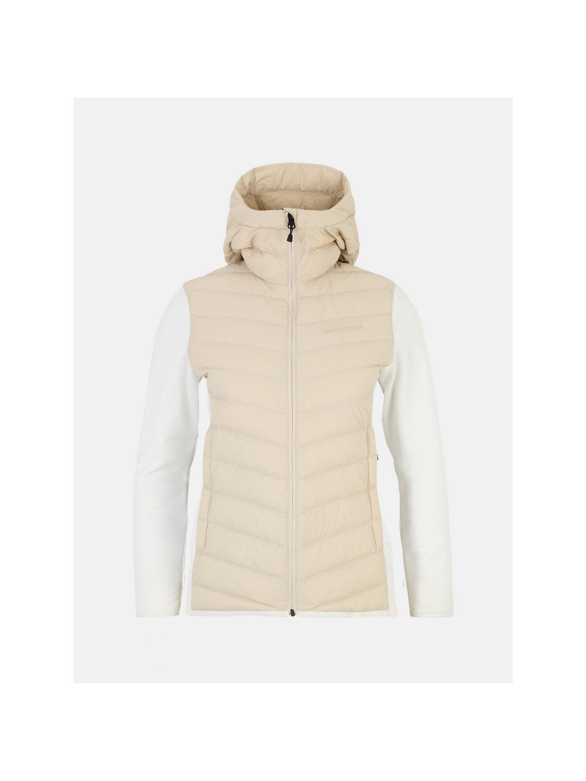 Kurtka z puchem Peak Performance W Frost Down Hybrid Hood beżowy - narciarska - Adventure Sports