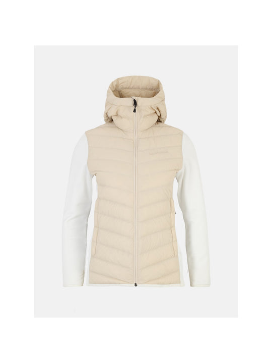 Kurtka z puchem Peak Performance W Frost Down Hybrid Hood beżowy - narciarska - Adventure Sports
