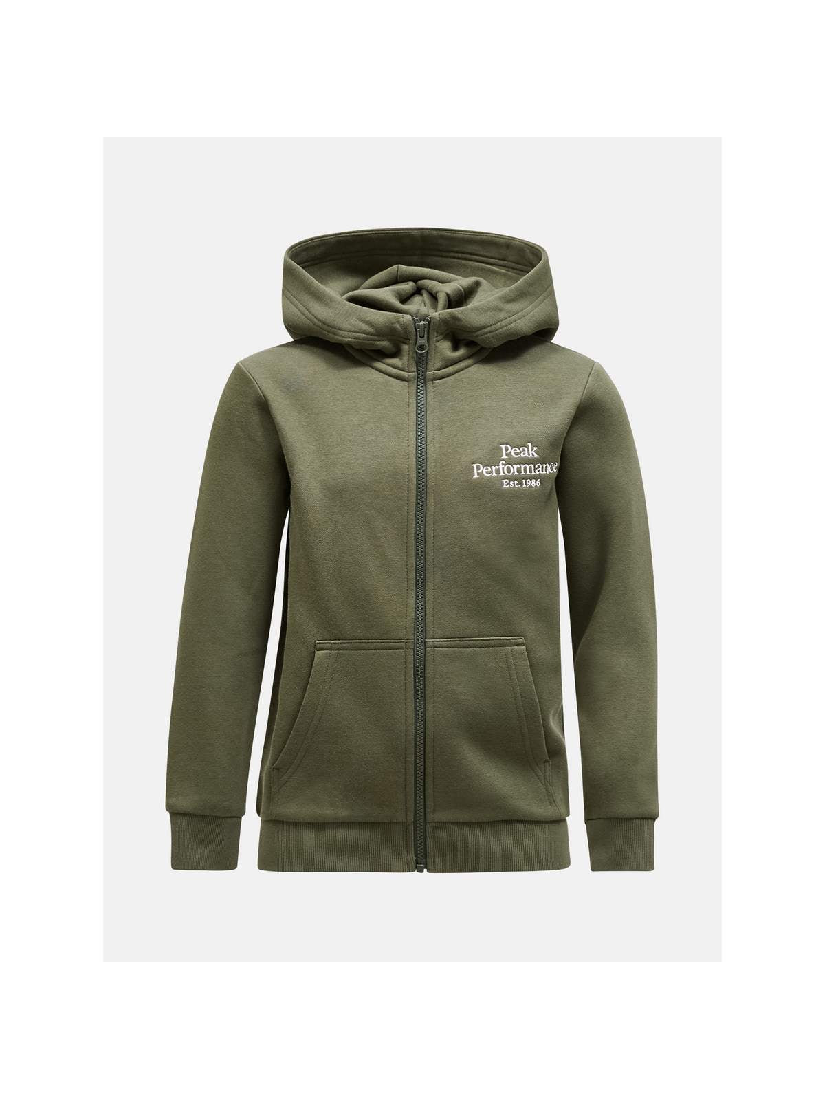 Bluza Peak Performance Jr Original Zip Hood zielony - Adventure Sports