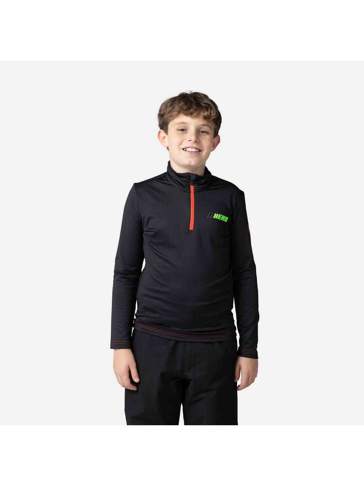Koszulka termiczna chłopięca Rossignol Boy Hero 1/2 Zip Warm Stretch czarny - Bluza - Adventure Sports