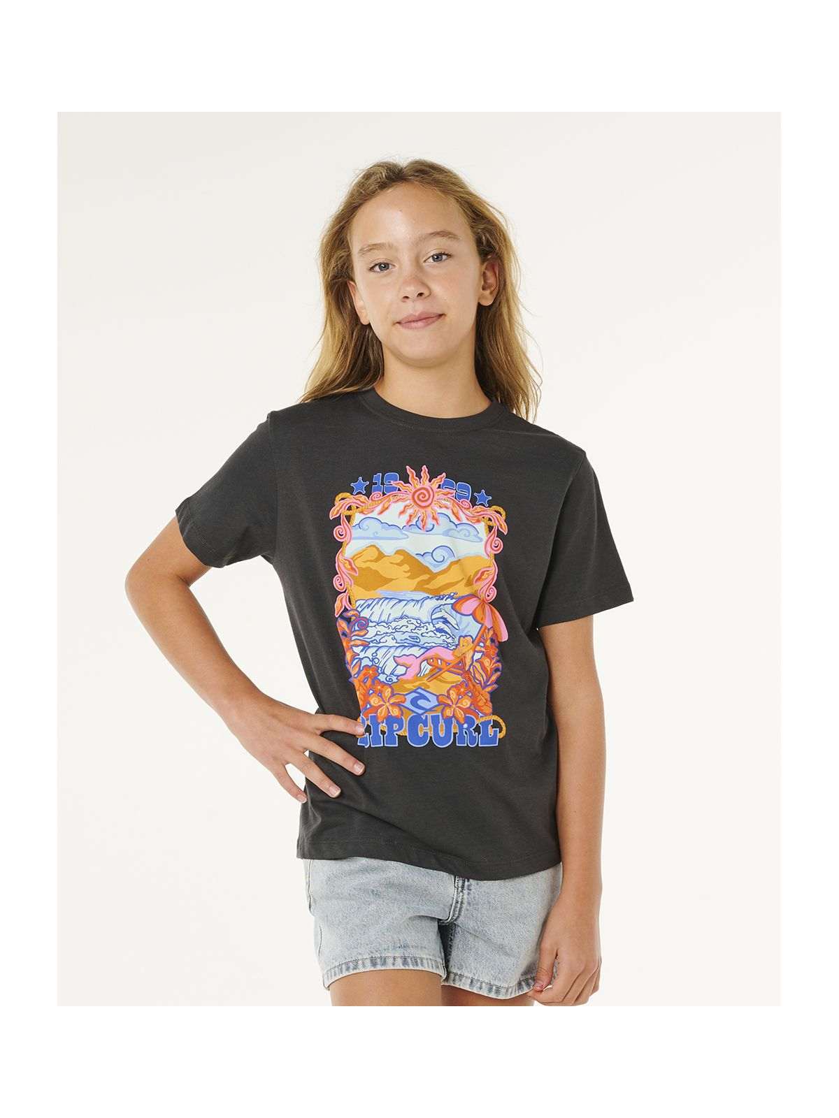 Koszulka dziewczęca RIP CURL Sunshine Squad Band Tee - Girl czarna