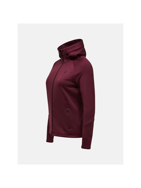 Bluza z kapturem damska PEAK PERFORMANCE Rider Essentials Midlayer Zip Hood bordowa
