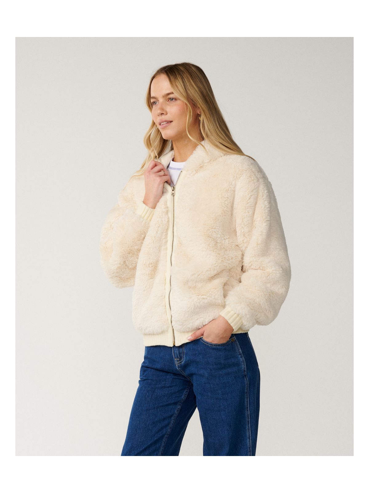 Polar damski RIP CURL Bossa Nova Fluffy Polar Fleece biały