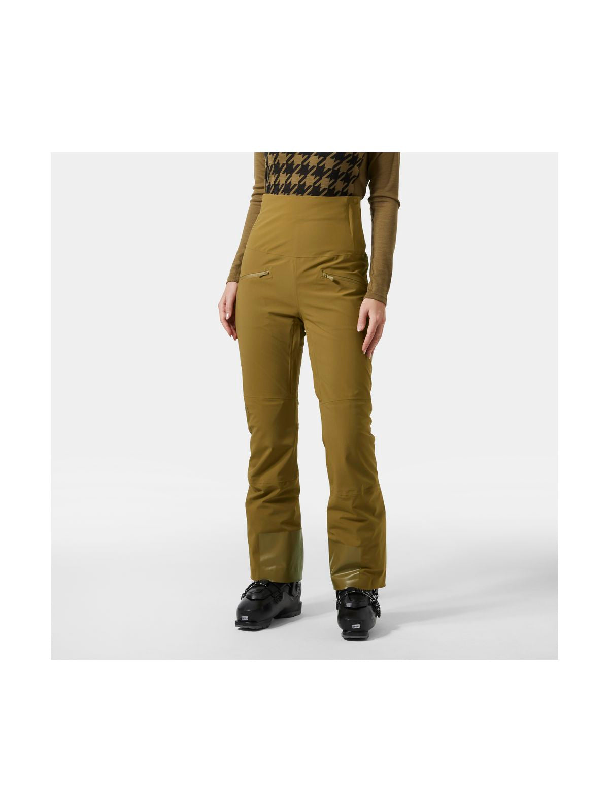 Spodnie narciarskie damskie HELLY HANSEN W ALPHELIA HI WAIST INS PANT brązowe
