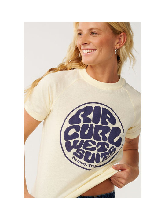Koszulka damska RIP CURL Sg Wettie Ringer Tee żółta
