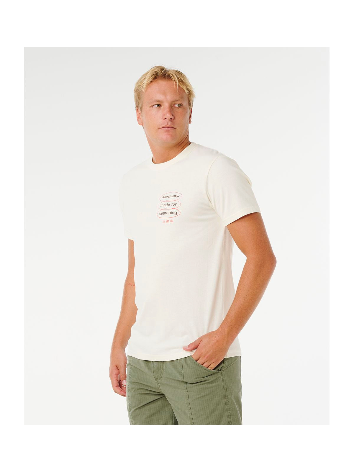 Koszulka męska RIP CURL Vaporcool Search 3 Stacks Tee biała