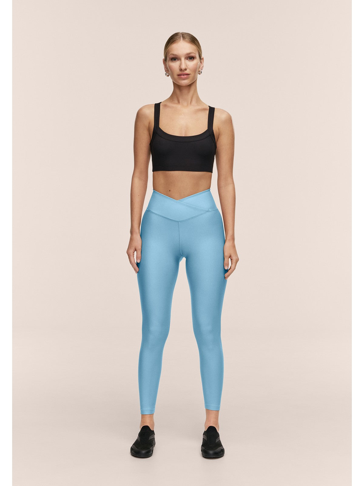 Legginsy treningowe damskie CASALL Overlap High Waist Tights kolor niebieski