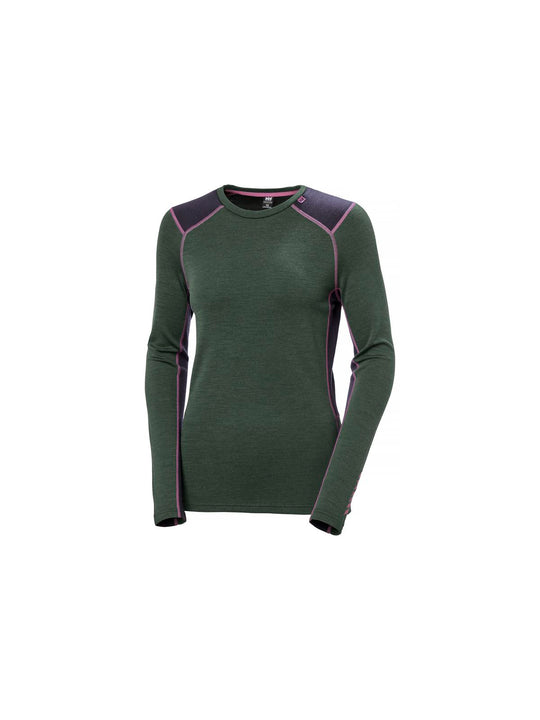 Koszulka damska HELLY HANSEN W Lifa Merino Midweight Crew kolor zielony
