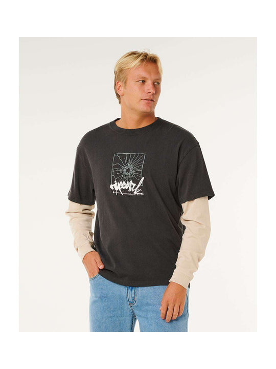Koszulka męska RIP CURL Inner Visions Smashed L/S Tee czarna
