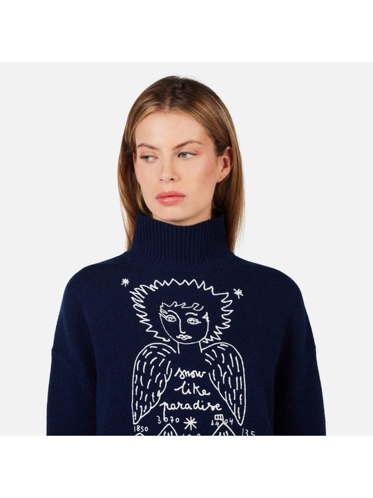 Sweter damski ROSSIGNOL W JCC SNOW ANGELS PULL niebieski
