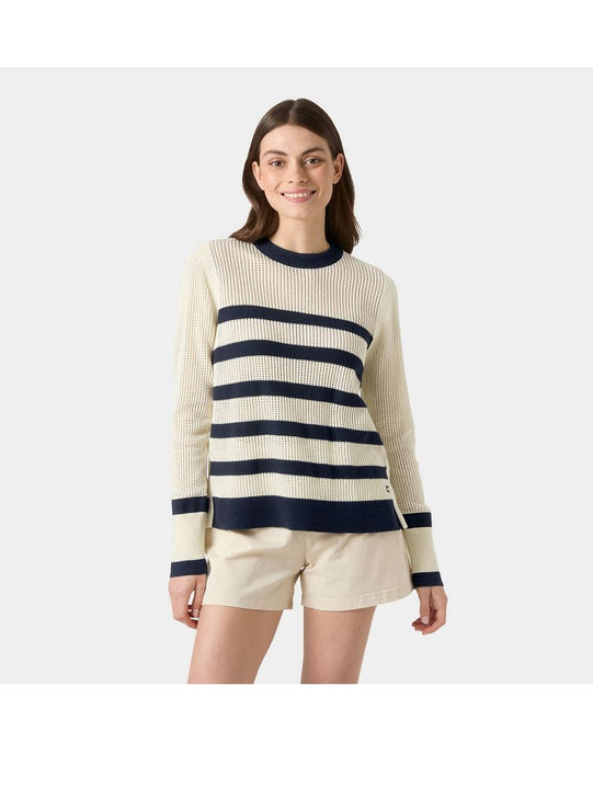 Sweter Damski Z granatowymi Pasami HELLY HANSEN W Salt Knit Sweater Kremowy
