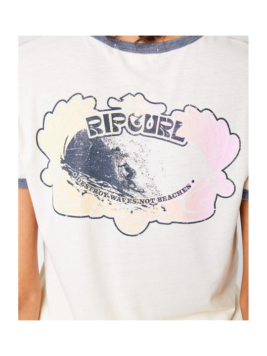 Koszulka RIP CURL Ringer Neon Tee biały - Adventure Sports
