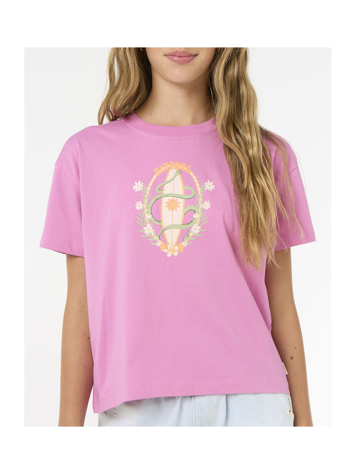 Koszulka RIP CURL Island Surf Crop-Girl różowy