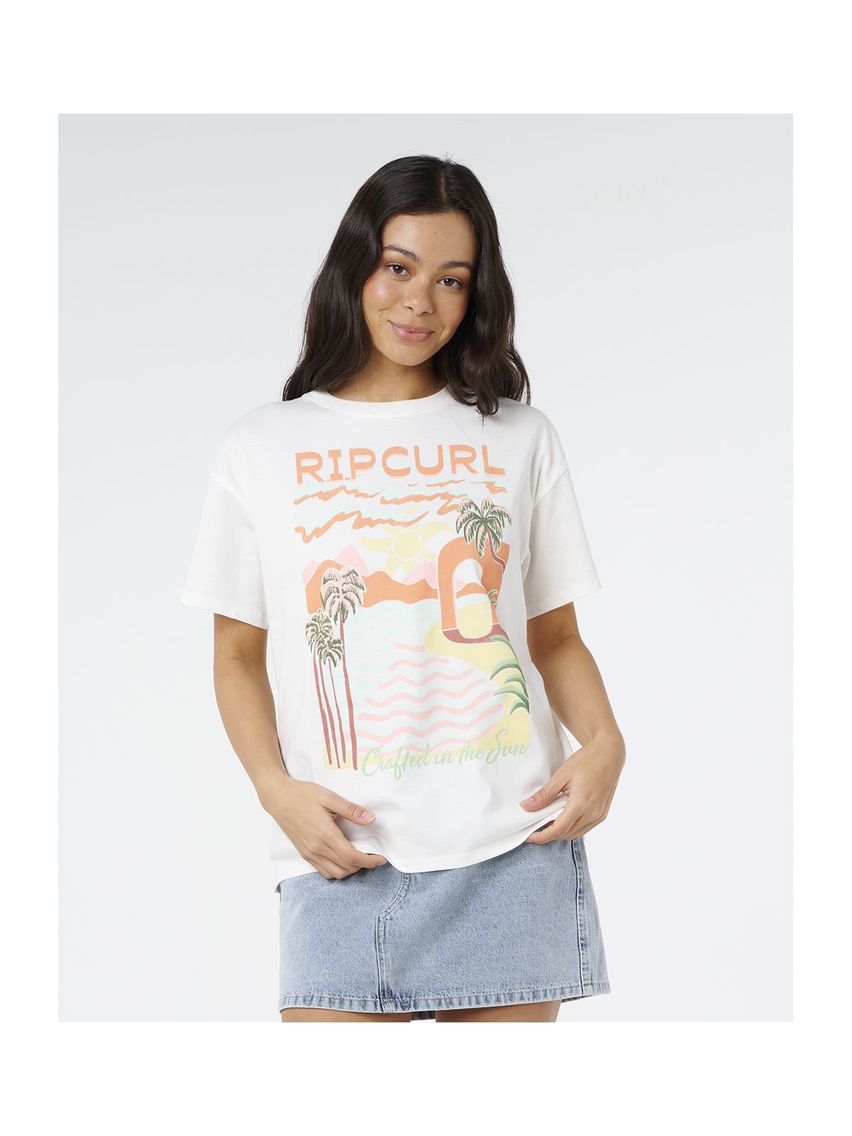 Koszulka damska RIP CURL Half Moon Bay Relaxed Tee beżowa