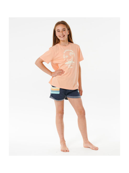 Koszulka RIP CURL Re-Entry Tee Girl pomarańczowy - Adventure Sports
