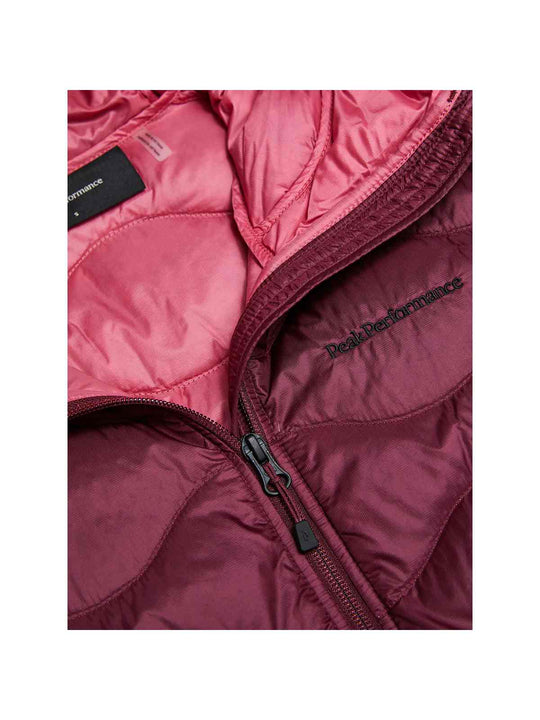 Kurtka puchowa damska PEAK PERFORMANCE Helium Down Hood Jacket bordowa

