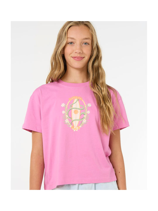 Koszulka RIP CURL Island Surf Crop-Girl różowy
