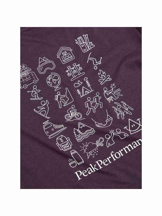 Koszulka Peak Performance W Explore Graphic Tee fioletowy - Adventure Sports
