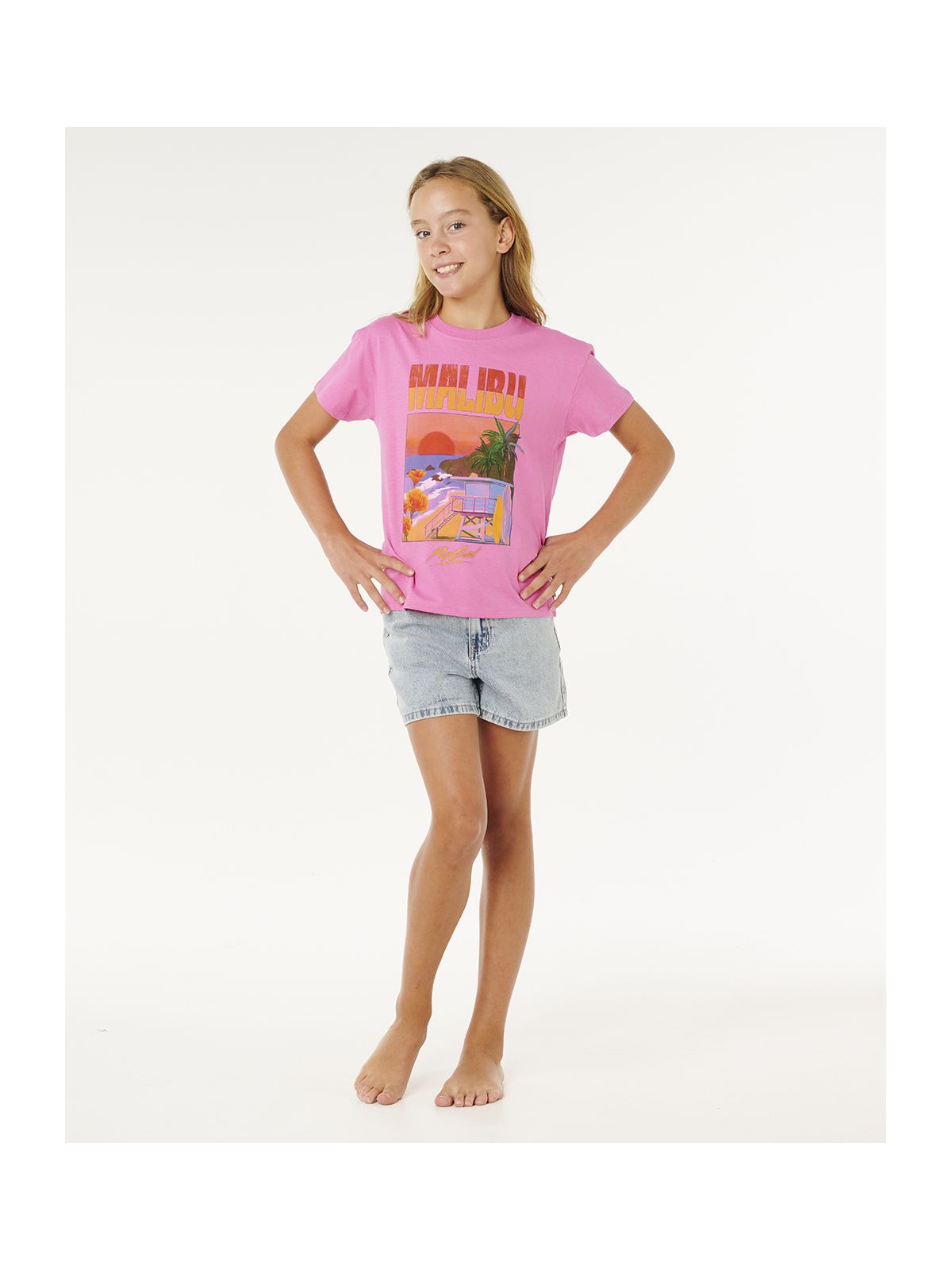 Koszulka dziewczęca RIP CURL Hayley O Relaxed Tee-Girl różowa