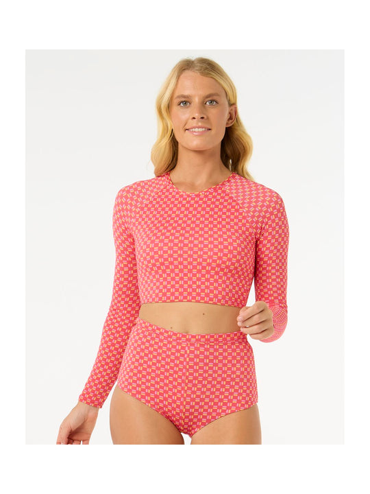 Lycra RIP CURL Shell Cove Crop Rashvest czerwony
