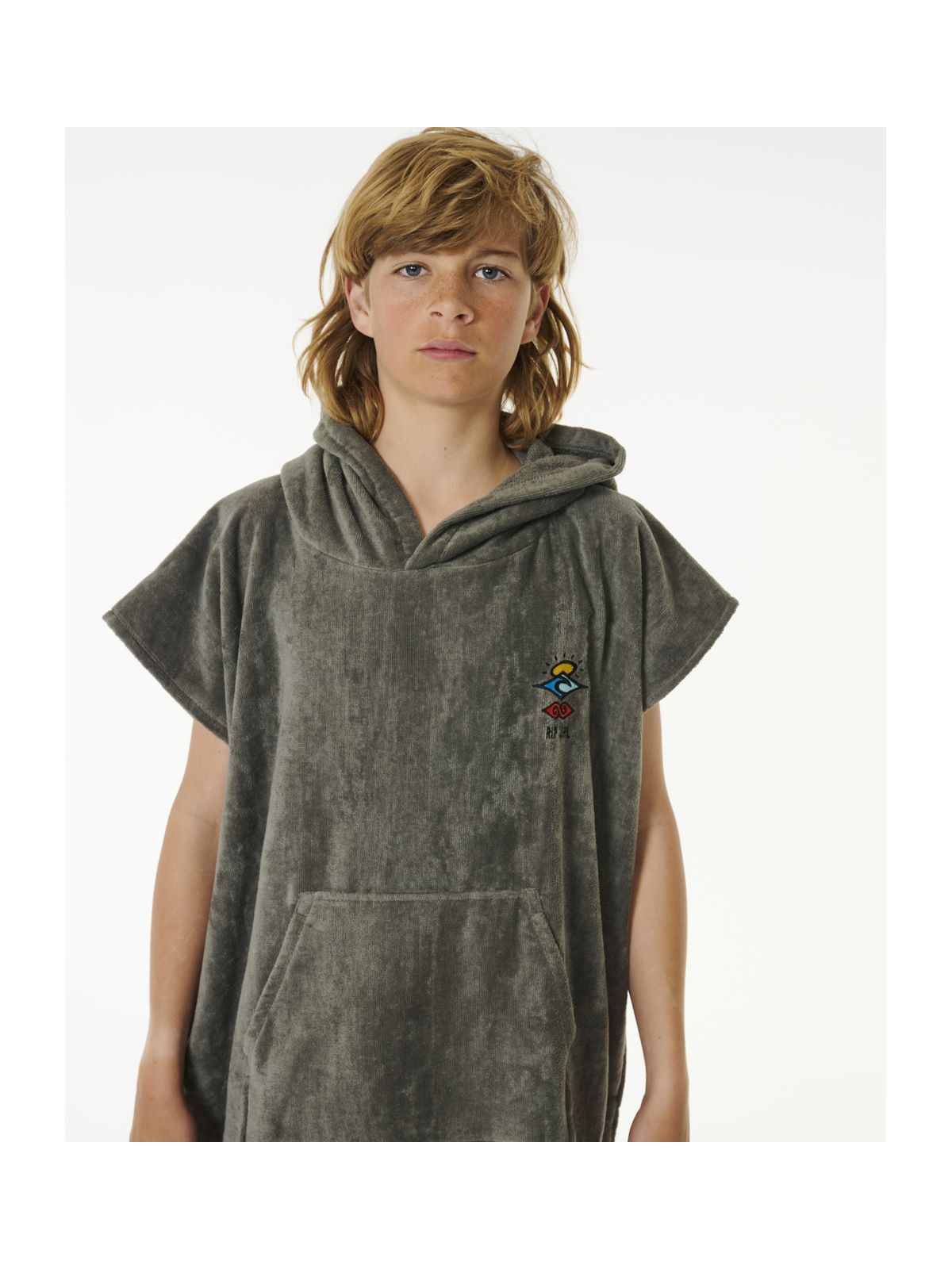 Poncho RIP CURL Logo Hooded Towel Boy szary - Adventure Sports