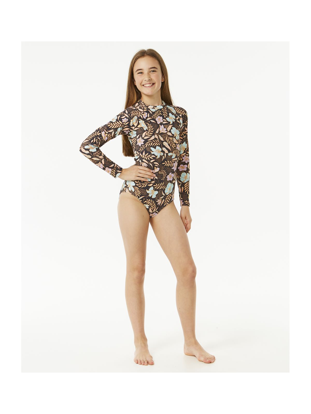 Lycra RIP CURL Tropics Ls Surf Suit Girl czarny - Adventure Sports