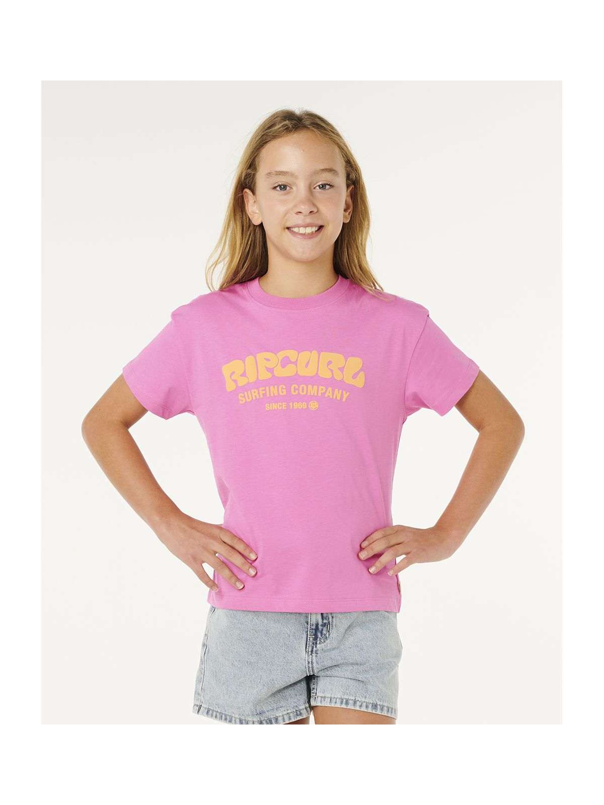 Koszulka dziewczęca RIP CURL Surf Puff Relaxed Tee- Girl różowa