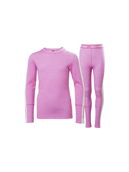 Bielizna dziecięca HELLY HANSEN Jr Lifa Merino Midweight Set kolor różowy
