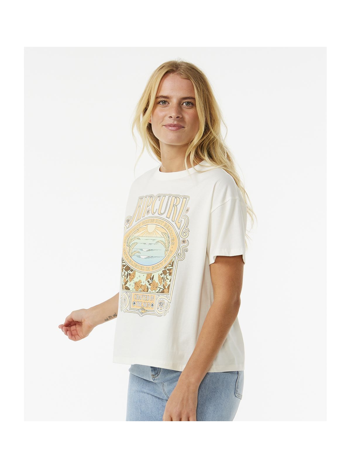 Koszulka RIP CURL Long Days Relaxed Tee biały - Adventure Sports