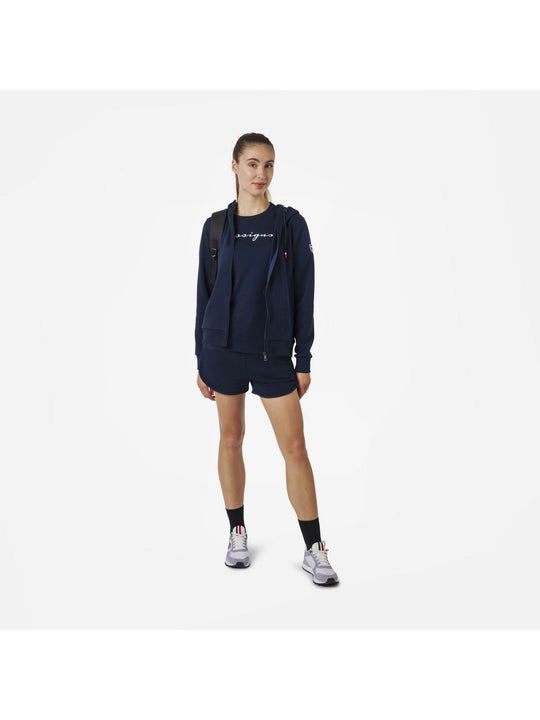 Bluza sportowa damska Rossignol W LOGO SWEAT FZ HOOD FL granatowa - Adventure Sports
