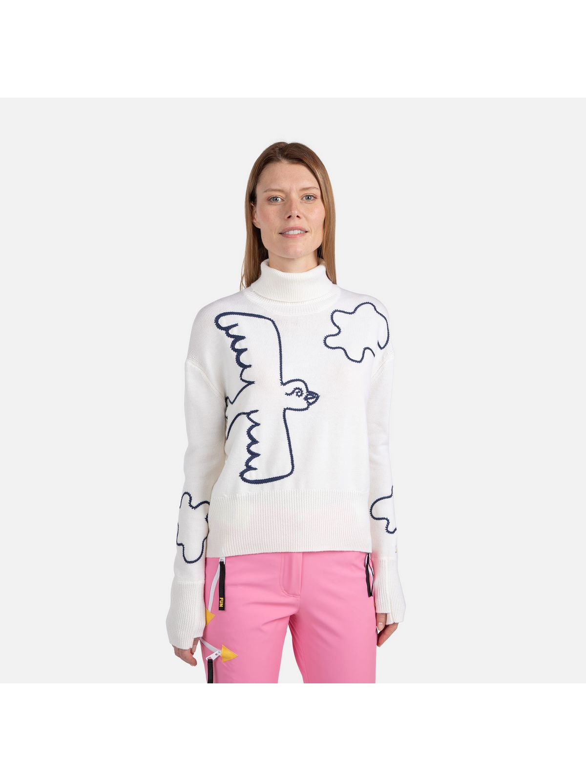 Sweter Rossignol W Jcc Roll Neck biały - Adventure Sports