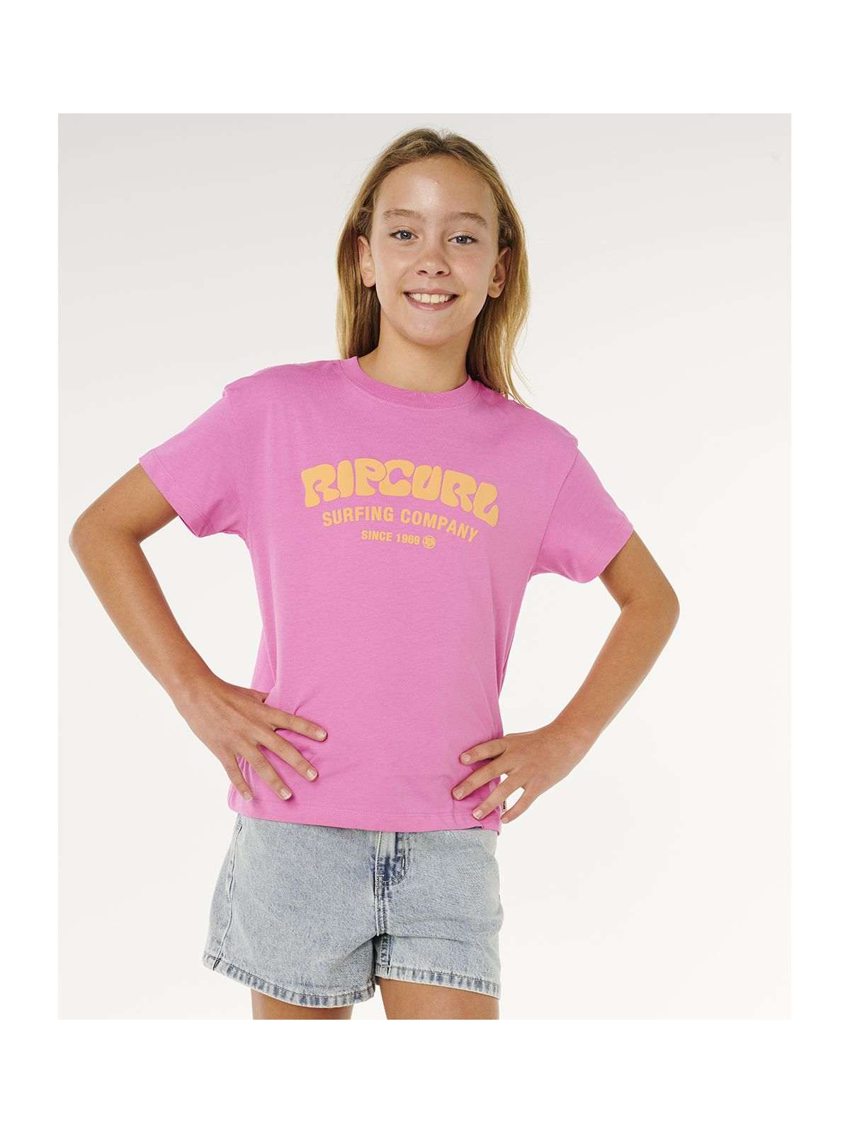 Koszulka dziewczęca RIP CURL Surf Puff Relaxed Tee- Girl różowa