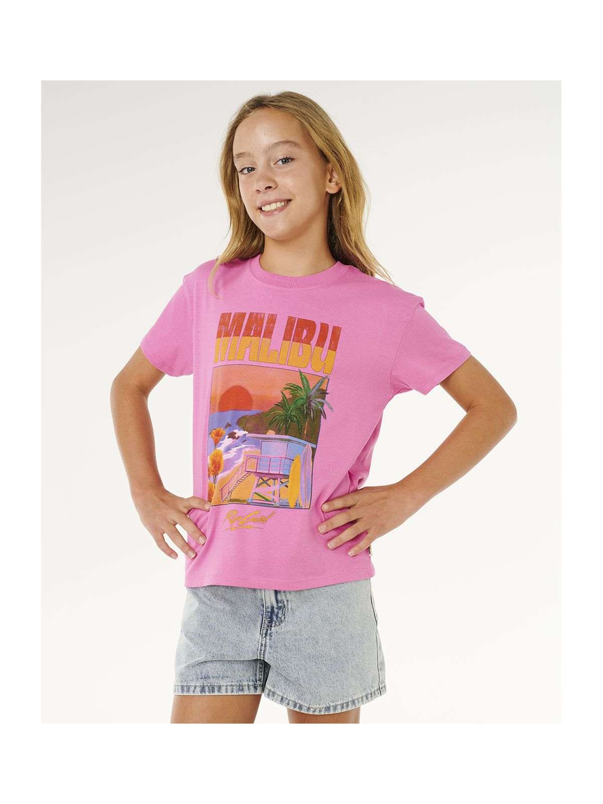 Koszulka dziewczęca RIP CURL Hayley O Relaxed Tee-Girl różowa