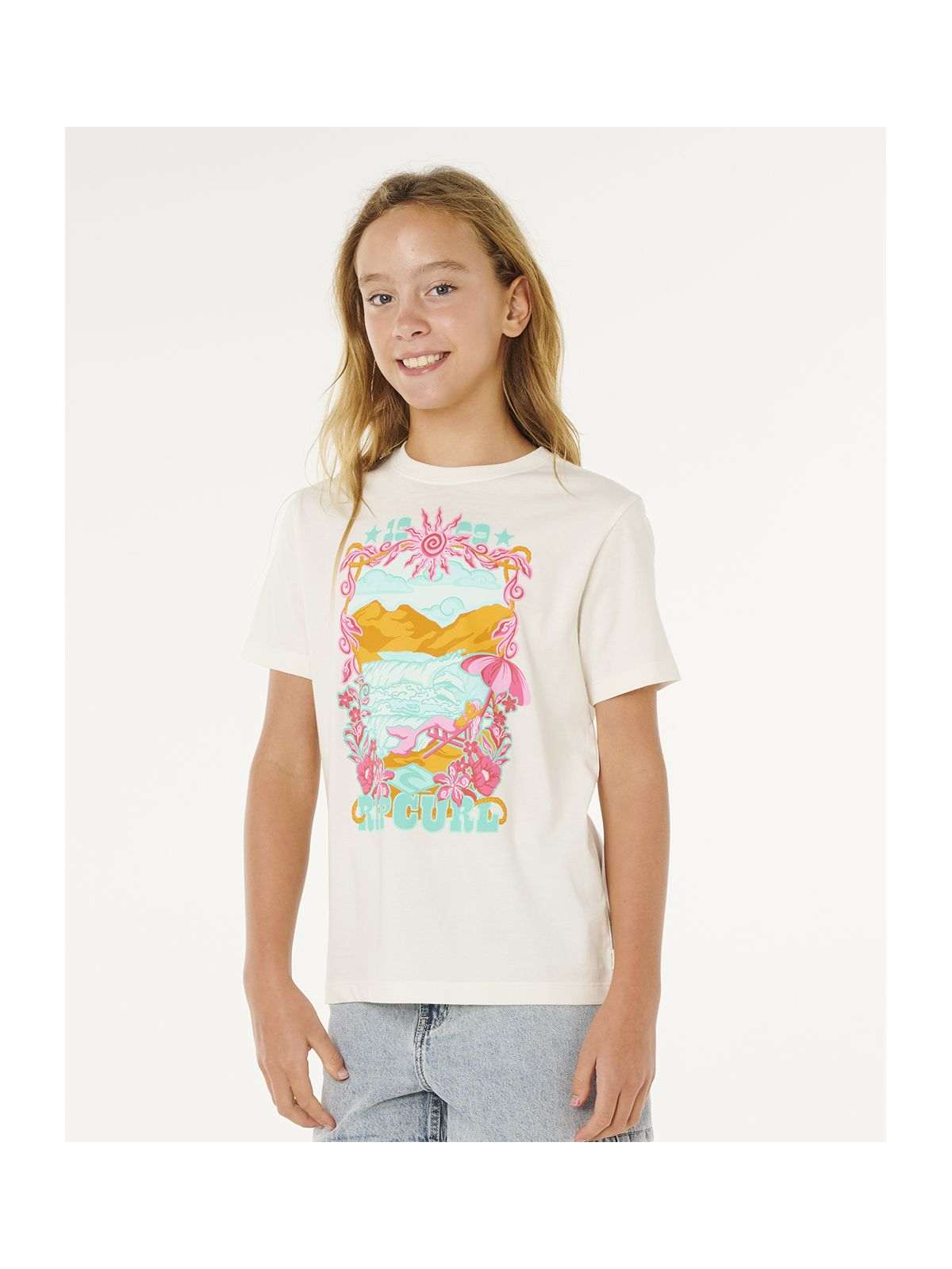 Koszulka dziewczęca RIP CURL Sunshine Squad Band Tee - Girl biała