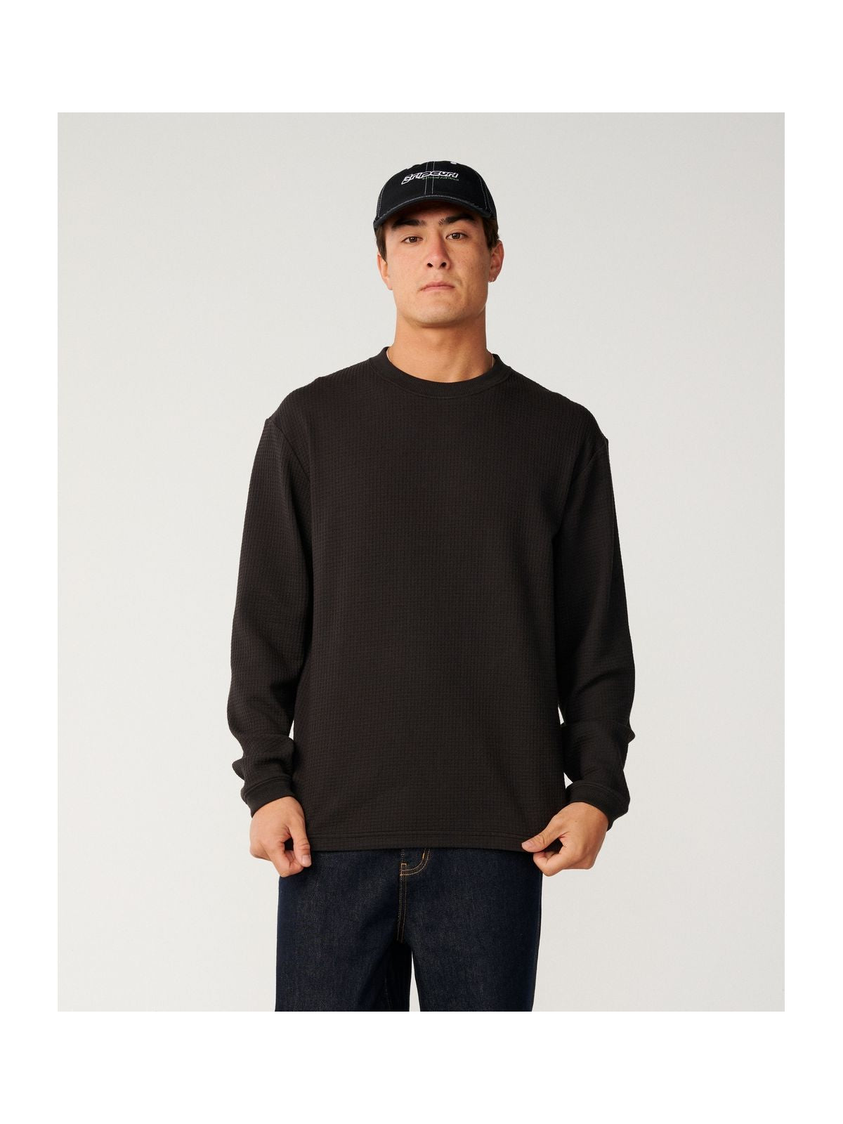 Koszulka męska RIP CURL Premium Surf Waffle L/S Tee czarna