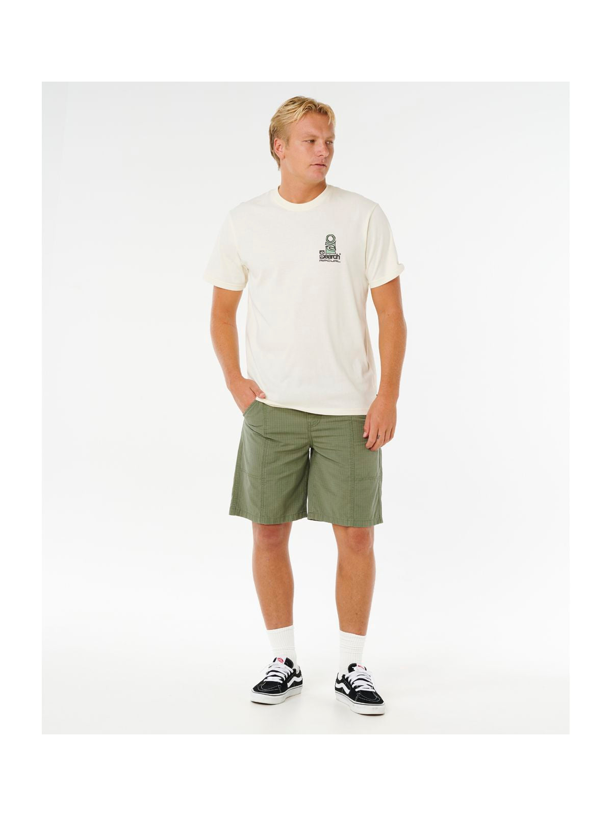 Koszulka męska RIP CURL Vaporcool Search Stack Tee biała