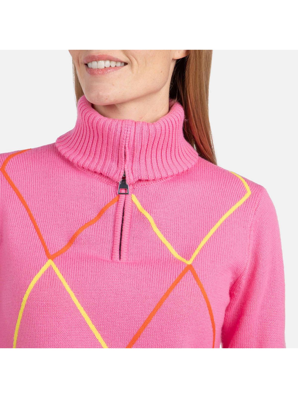 Sweter damski ROSSIGNOL W Jcc 1/2 Zip różowy